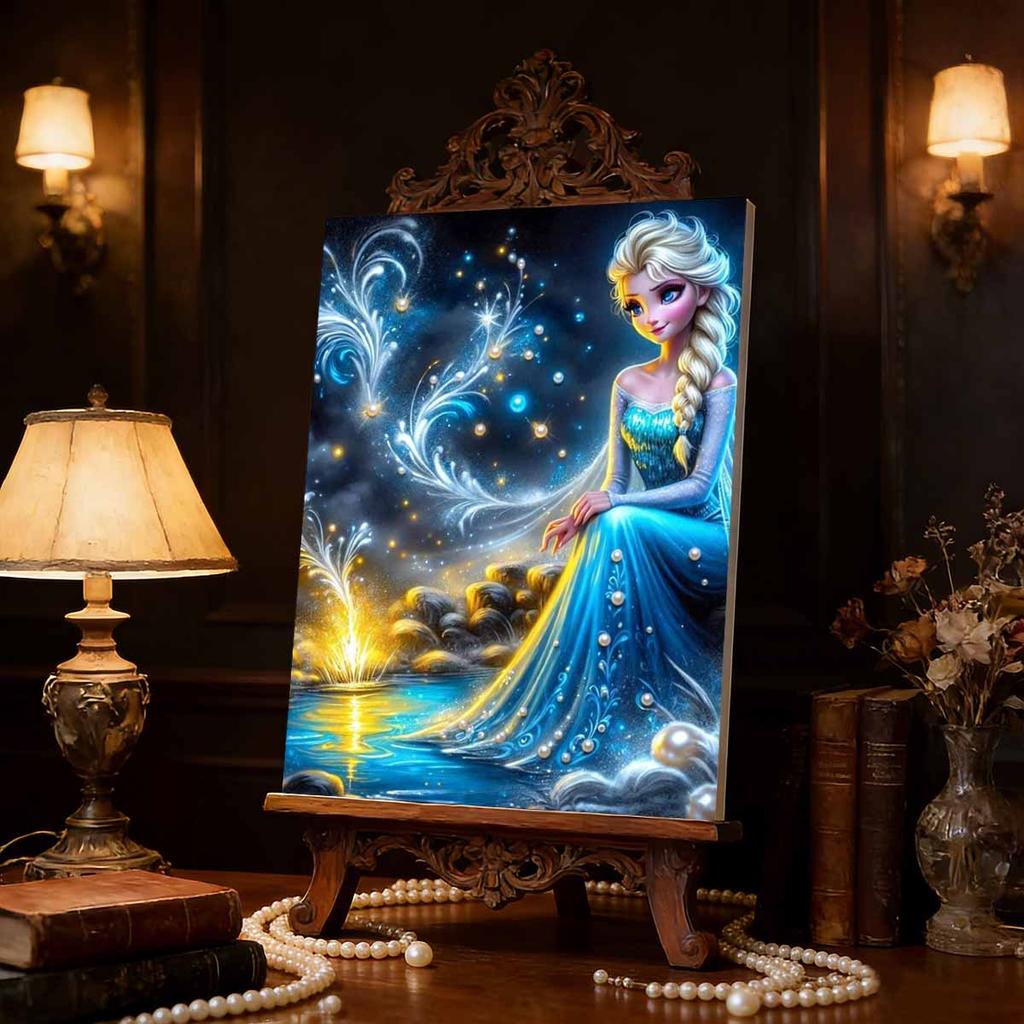 DisneyFrozen Princess Elsa Pearl Inlay Painting A purely handmade pearl embroidery art piece, featuring both gift and home decoration design functions
