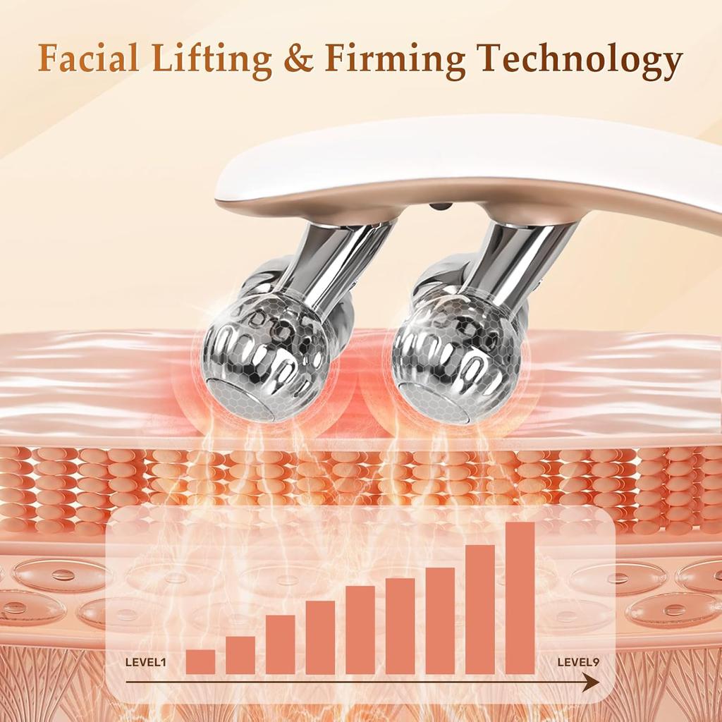 EMS Roller Face-Slimming Artifact V-Face Beauty Facial Massager For Firming And Lifting The Face for Puffiness Fine Lines 2026