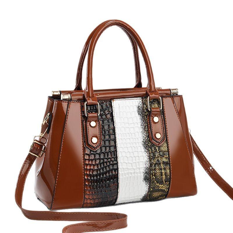 New Spliced Alligator Pattern Handbag Color Block High Value Shoulder Bag Multi-layer Large Capacity Fashion Crossbody Bag