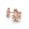 Pure Purple Gold Exquisite Fashion Rice Character Zircon Stud Earrings Women'S Rose Gold Plated Color Gold Earrings