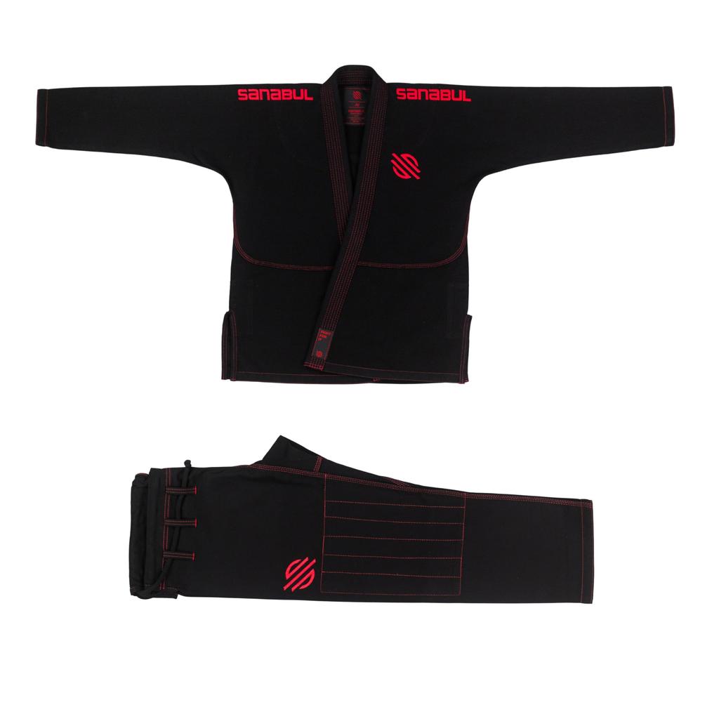 Sanabul Essentials V.2 Ultra-Lightweight BJJ Jiu-Jitsu Gi with Pre-Shrink Fabric (Black, A3)