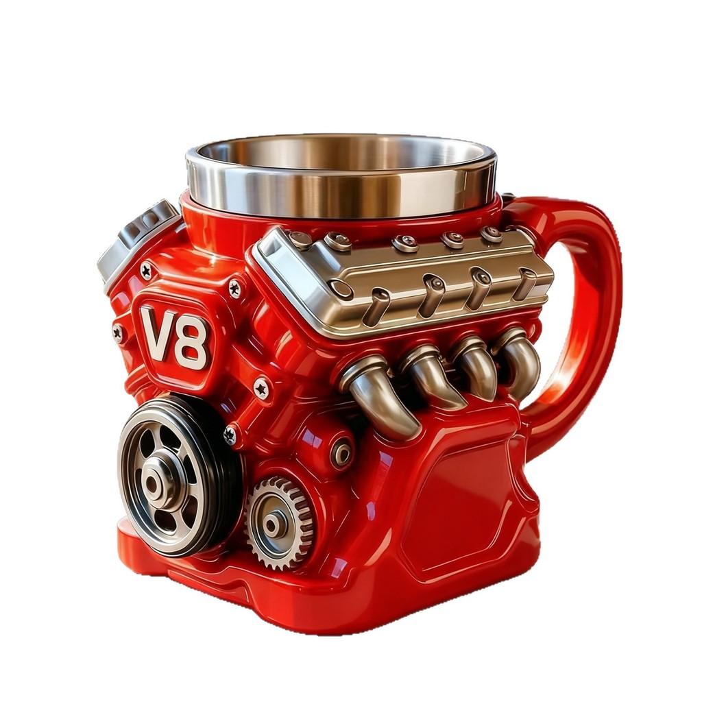 

V8 Engine Mechanical Mug Resin Metal Coffee Cup For Car Lovers And Gift Giving