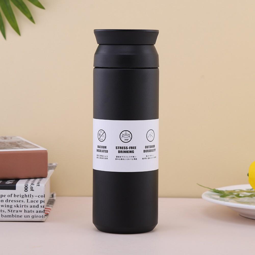 500ml Insulated Cup Stainless Steel Simple Portable Flat Lid Insulated Bottle Leakproof Insulated Water Cup For Women Men