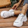 Fashion Fashion Mix Color Lace Up Sneakers Women 2025 Autumn Breathable Mesh Thick Bottom Sports Shoes Comfort Non Slip Running Shoes