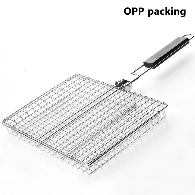 Foldable 304 Stainless Steel Bbq Mesh Non Stick Grilling Basket Grill Mesh Mat Meat Vegetable Steak Picnic Party Barbecue Tool