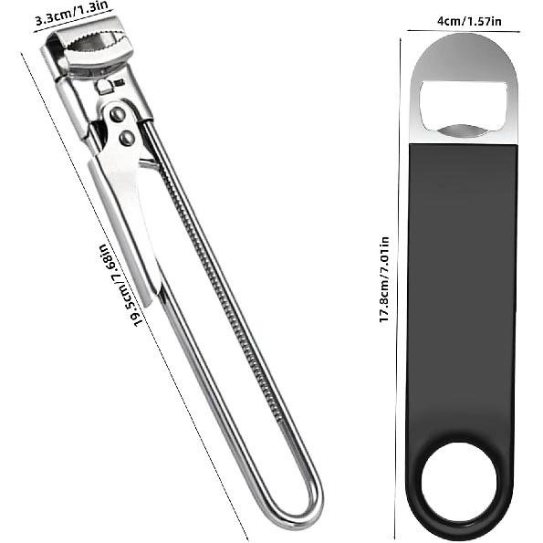 2 Pack Adjustable Jar Opener for Weak Hands, Stainless Steel Can Opener & Beer Bottle Opener, jar openers for seniors, Easy Grip Lid Remover for