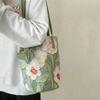 Yogodlns Nová Módní Květinový Vzor Kbelíková Taška Plátěná Ležérní Taška přes Rameno Velká Kapacita Kreativní Kabelka pro Ženy