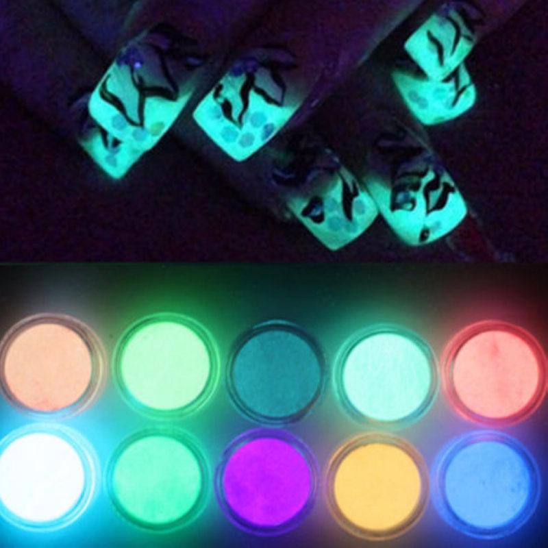 Neon Bright Nail Polish Powder Shining In Dark Dust Luminous Fluorescence Nail Art Glitter Powder