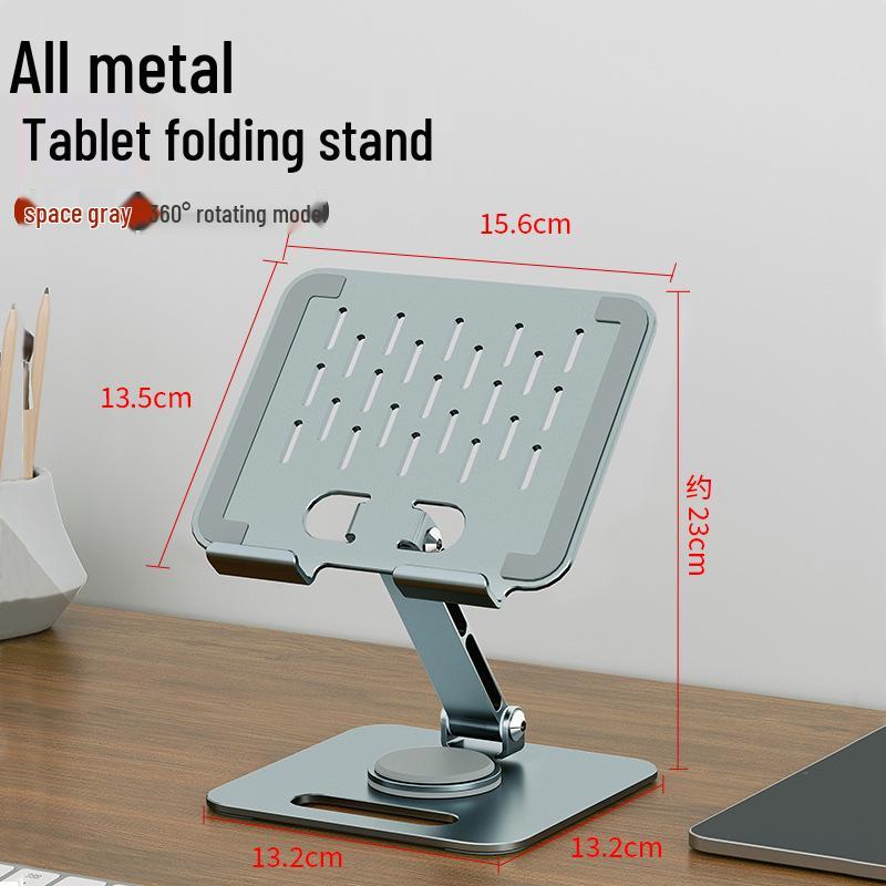 Rotating Tablet and Phone Metal Stand with Foldable Storage