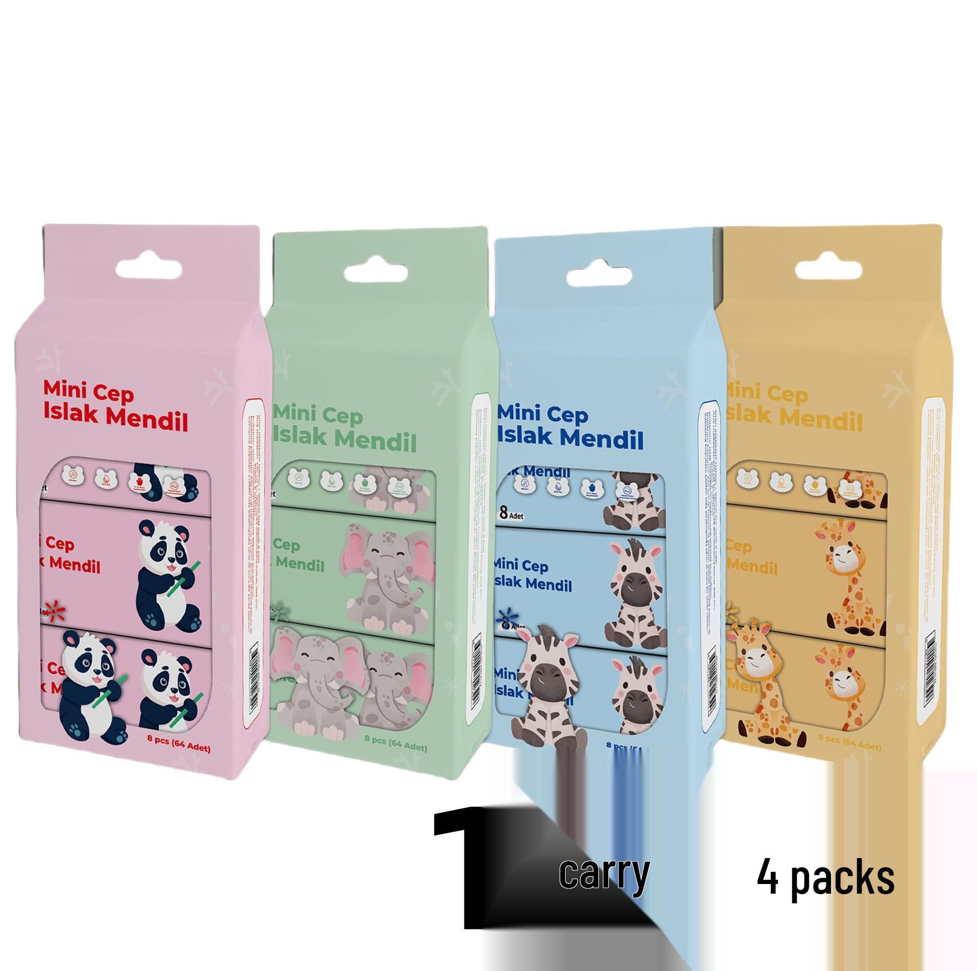 Portable Cartoon Mini Wet Wipes for Baby and Toddler - Hand and Mouth Cleaning Wipes