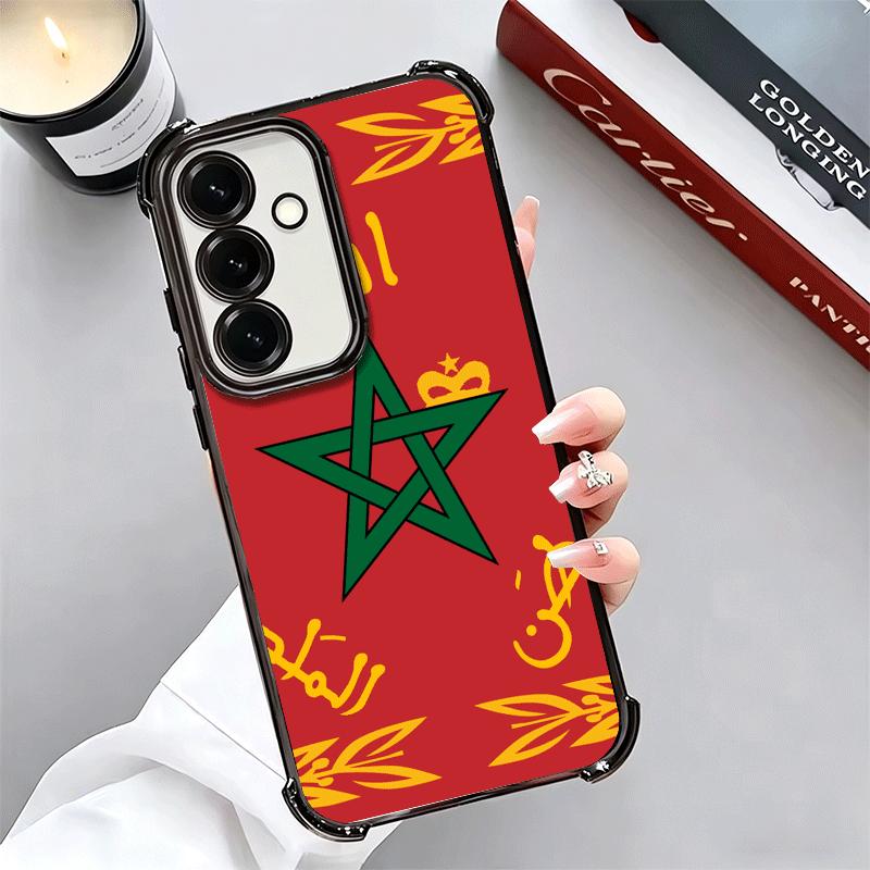 Morocco Flag Plating Phone Case For Samsung A17 A07 A37 A57 A16 A56 A15 A55 A14 A54 A13 A53 A26 A36 A25 A35 A24 A34 A23 A33