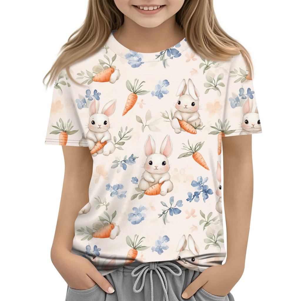 Children's Easter Printed Round Neck Short Sleeved Casual T-shirt