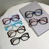 Metal Hollow-out Frame Anti Blue Light Cat Eye Eyeglasses Men Women Fashion Splicing Color Large Frame Street Photography Glasses