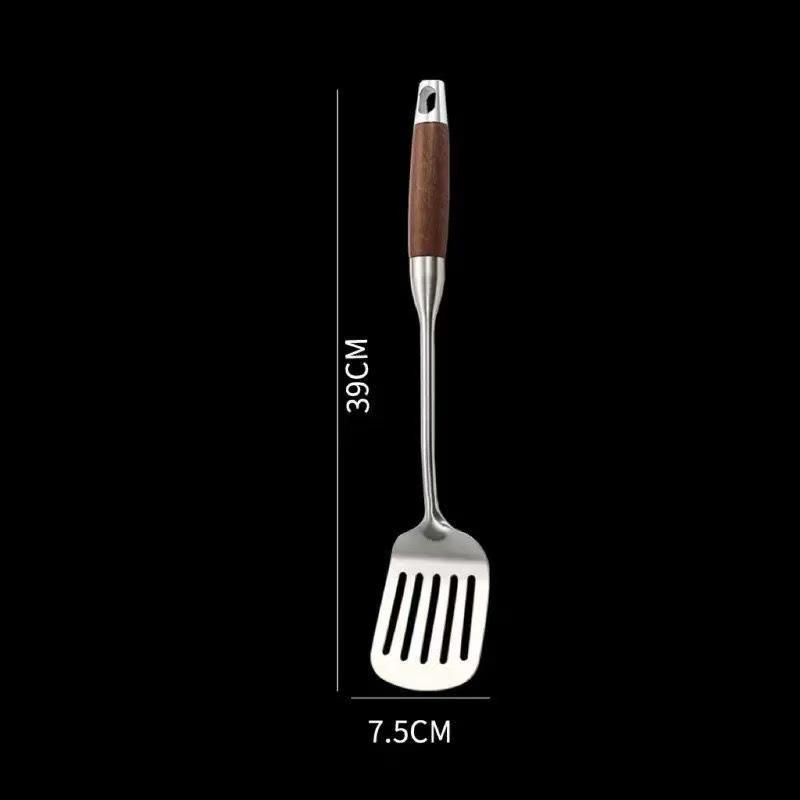 Rosewood Handled Thickened 304 Stainless Steel Wok Spatula and Ladle Set