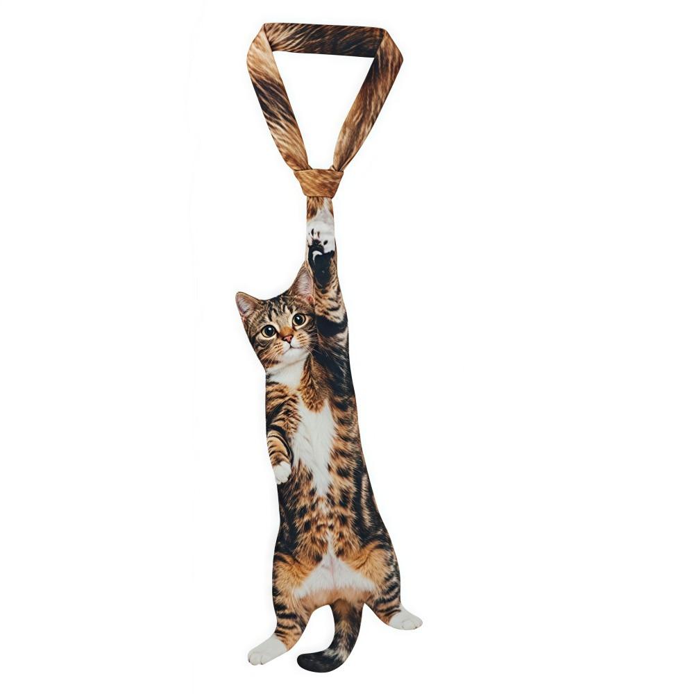 3D Cat Cat-shaped Unisex's Tie Animal Pattern Novelty Kitten Necktie Lifelike Satin Fabric Creative Neck Tie For Party Wedding