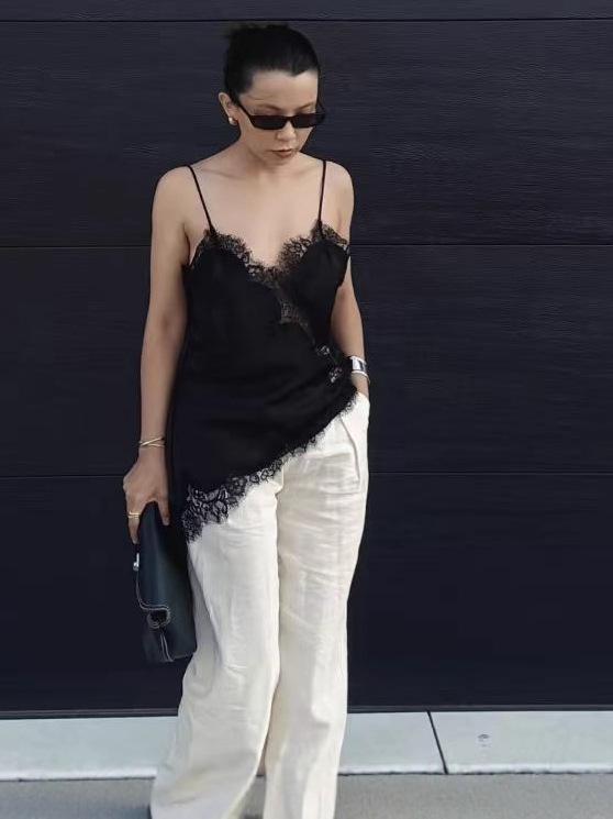 2026 Asymmetrical Lace Patchwork Camisole: Chic & Sexy Autumn/Winter Fashion