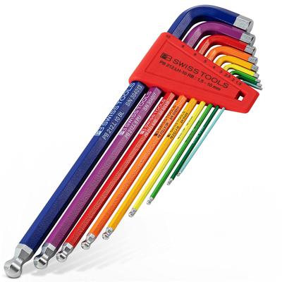 PB SWISS TOOLS Long Rainbow Wrench Set 212LH-10RBCN Ball-type