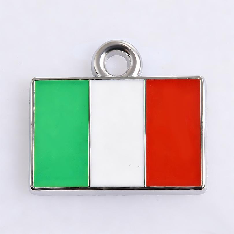 5pcs/Lot Different Countries Flags Enamel Charms For Jewelry Making Supplies Rectangle Silver Color Pendants Handmade Materials