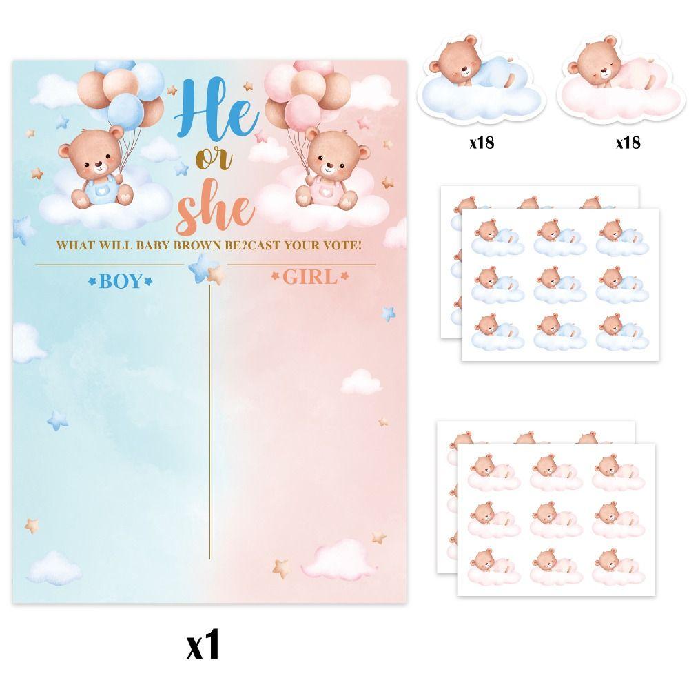 

Бумажный Мальчик или Девочка Плакат с Наклейками Он или Она Плакат День рождения White-D