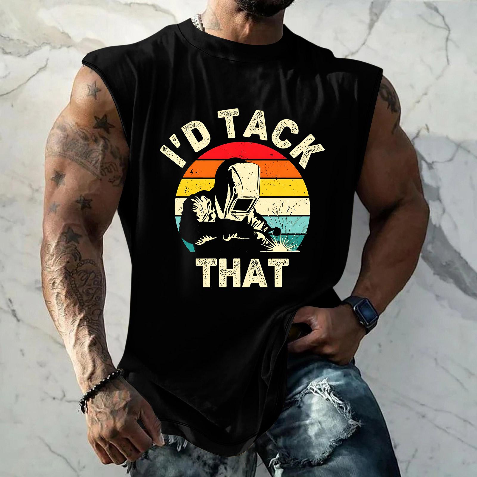 Men s Sleeveless Casual Tank Top Loose Fit Muscle Shirt Graphic Print Summer Workout Sportswear XXL чёрный