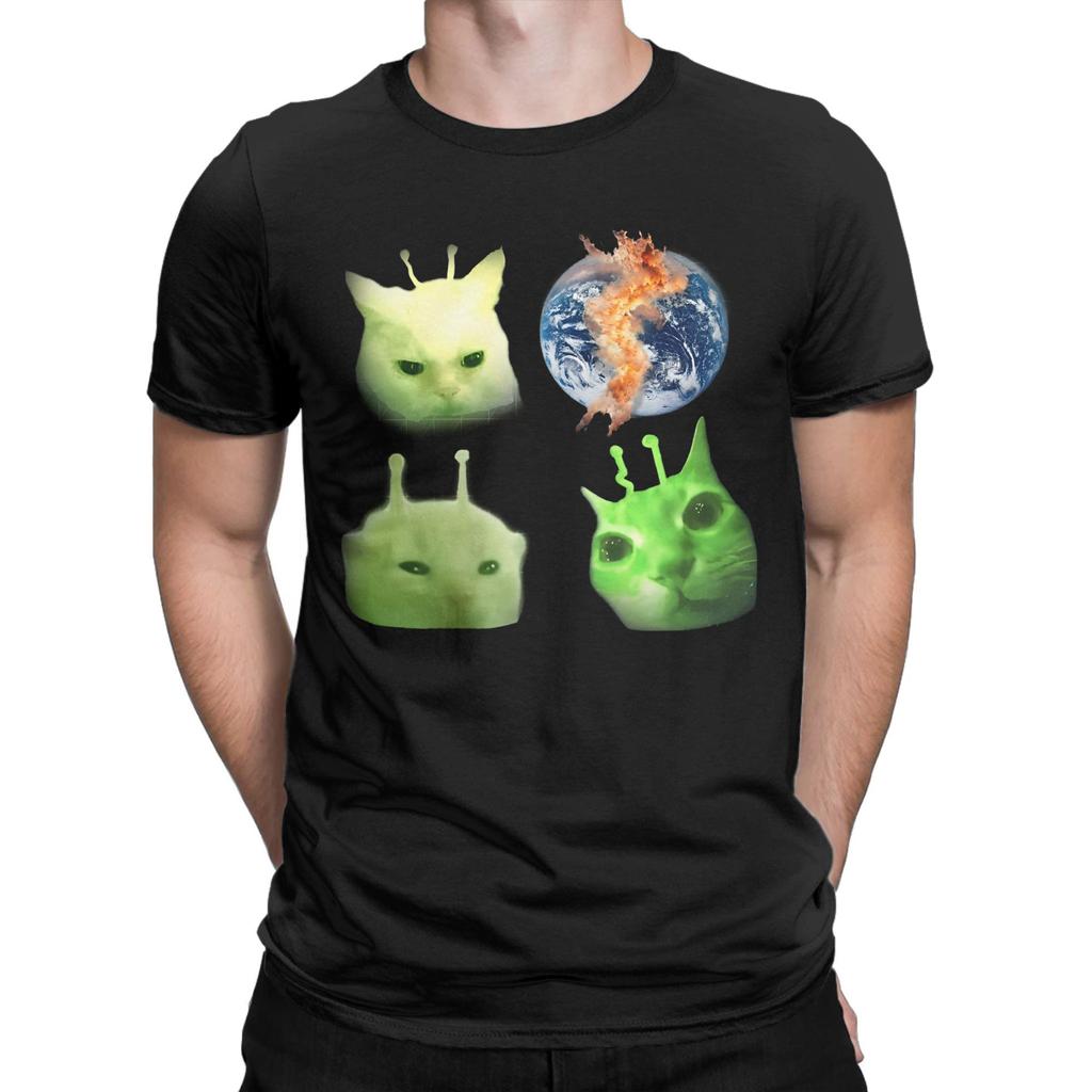 Mode Drei Glorps Alien Katze Meme T-Shirts für Herren Rundhals 100% Baumwolle T-Shirt Kurzarm T-Shirt 4XL 5XL Kleidung