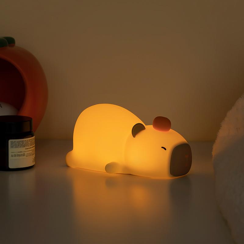 Papa Kapibala Night LightPat Light Silicone LightBedroom Bedside Light Decorative Atmosphere Light