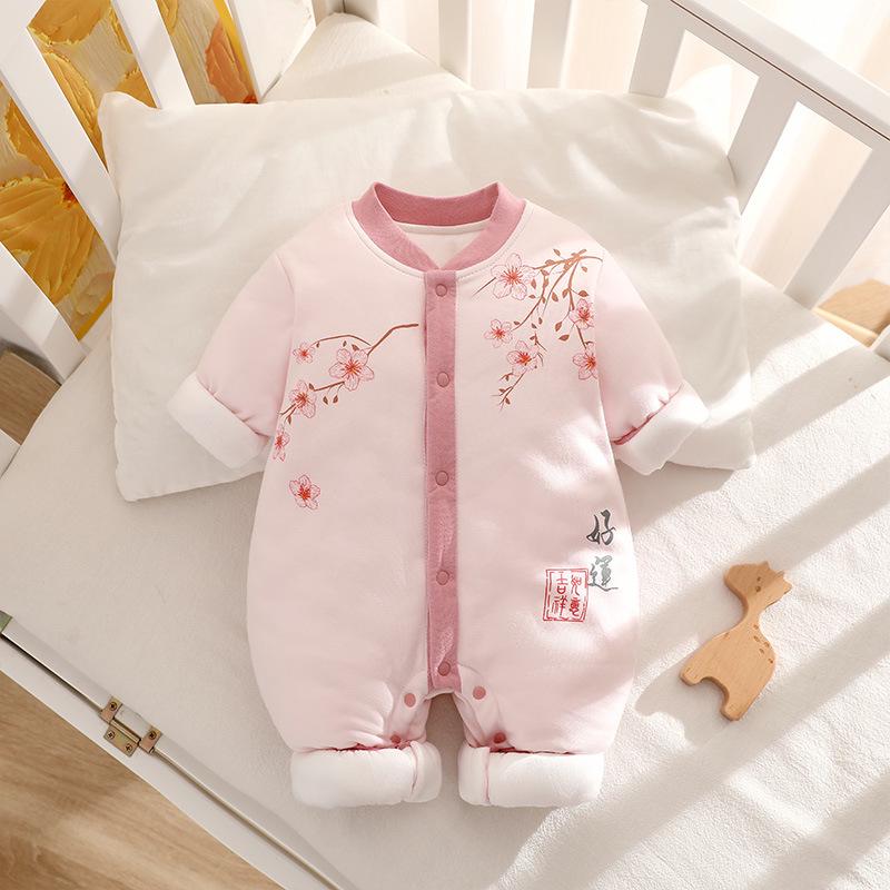 Thickened 120g Cotton Winter Baby Jumpsuit - Warm Padded Bodysuit for Crawling