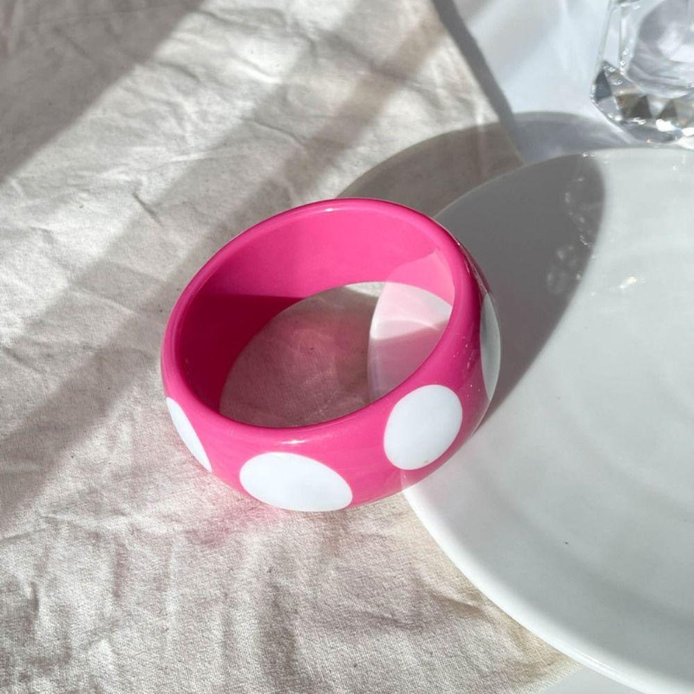Rose Red Acrylic Open Bangle Exaggerated Y2K Hand Ring Simple Heterotypic Wide Bracelet  Decoration