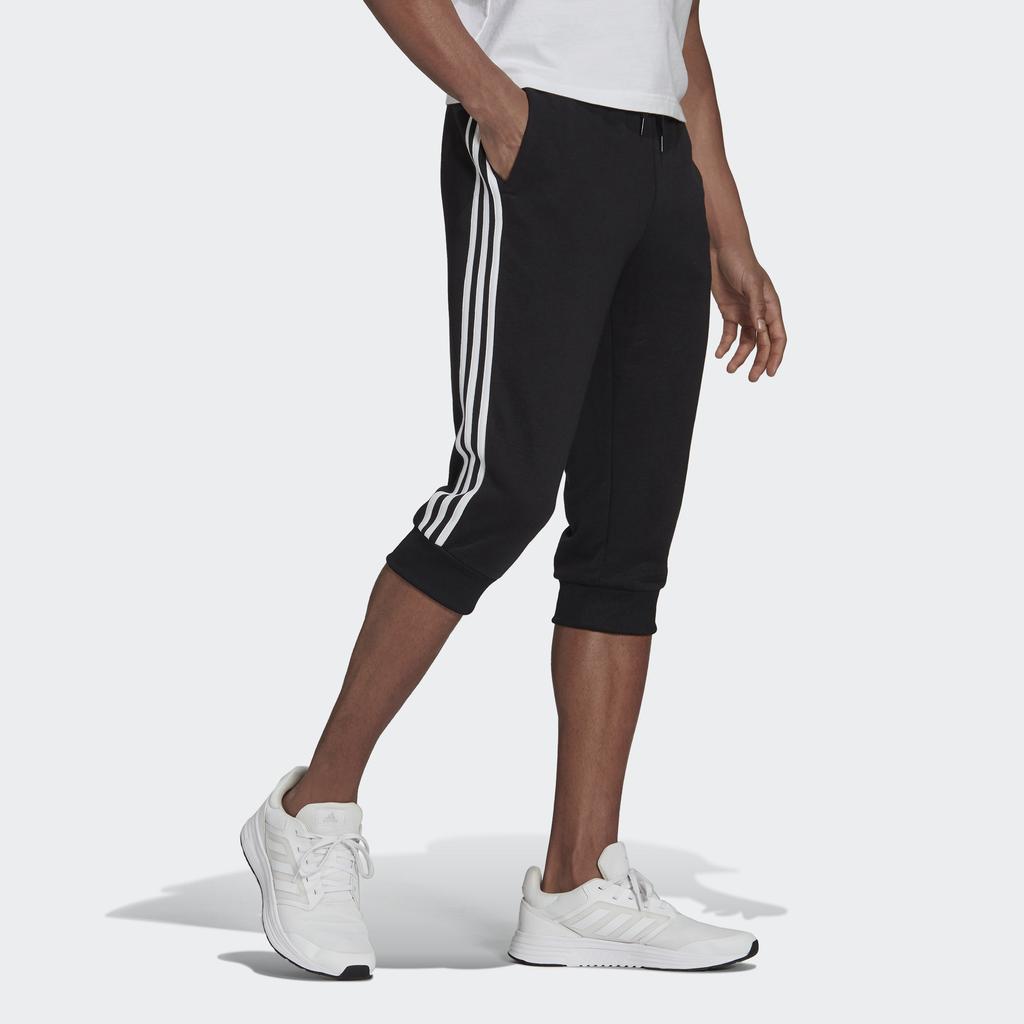 adidas Essential 3-Stripes Knit Cuff 3/4 Sweatpants Men Bottoms Black GK8987
