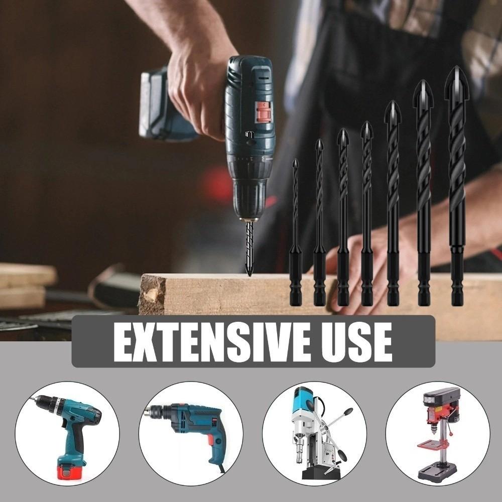 3-12mm Cross Hex Tile Drill Bit Set Precision Ground Hole Opener Porcelain Tile Drilling