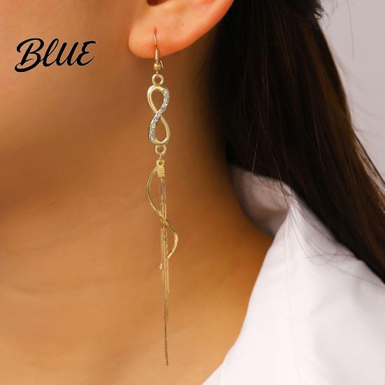 Long Earrings 1 Pair Women Infinity Symbol Tassel Drape Style
