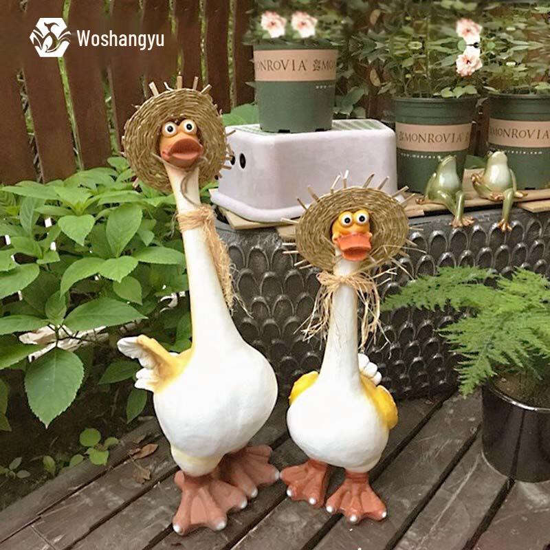 Resin Duck Pair Outdoor Garden Ornament
