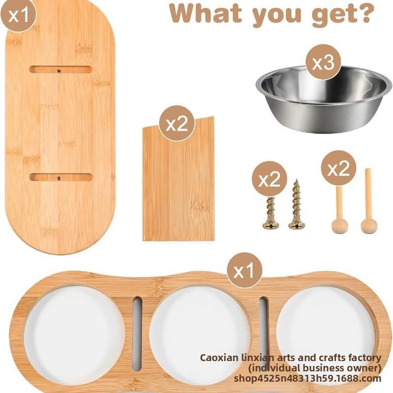 Support surélevé en bois pour gamelles d'animaux de compagnie, mangeoire réglable pour chats et chiens