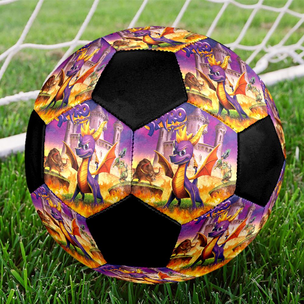 Spyro the Dragon Indoor Soccer Ball Colorful Machine Stitched PVC Size 5 Team Training Competition Ready Durable High-Bounce Cool Sports Gift