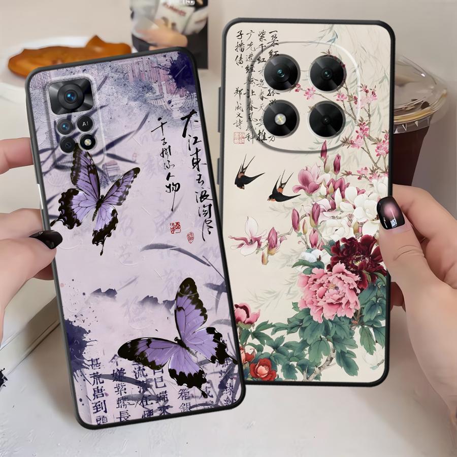 Case for Xiaomi Redmi Note 14 A1 12C 13C A3 13 Pro Plus K80 14C 10 9 8 7 12 11 A4 A5 Phone Cover A2 K40 A1 Retro Butterfly