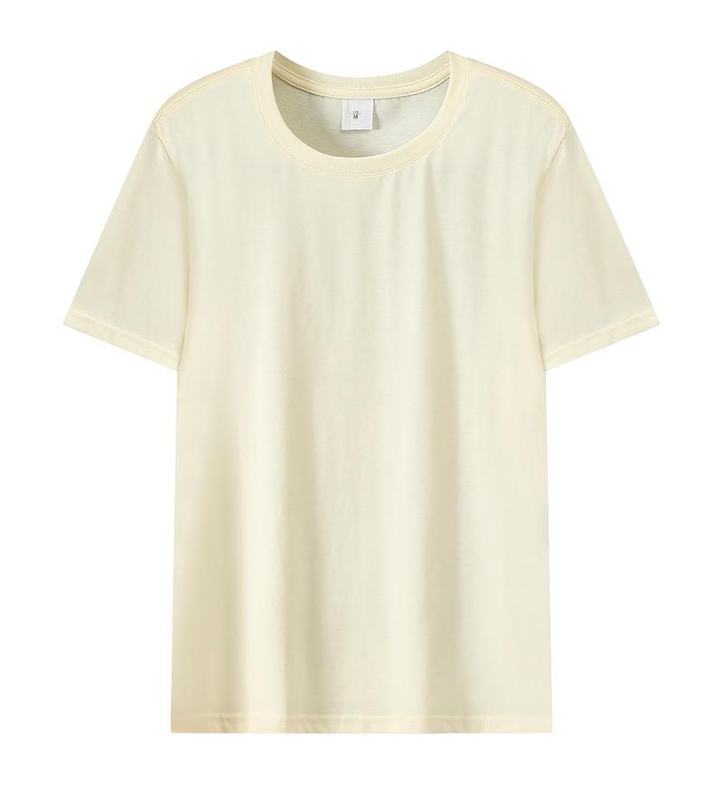 Unisex 190G Loose Ice Silk Cotton Short-Sleeve T-Shirt - Solid Color, Soft Basic Top