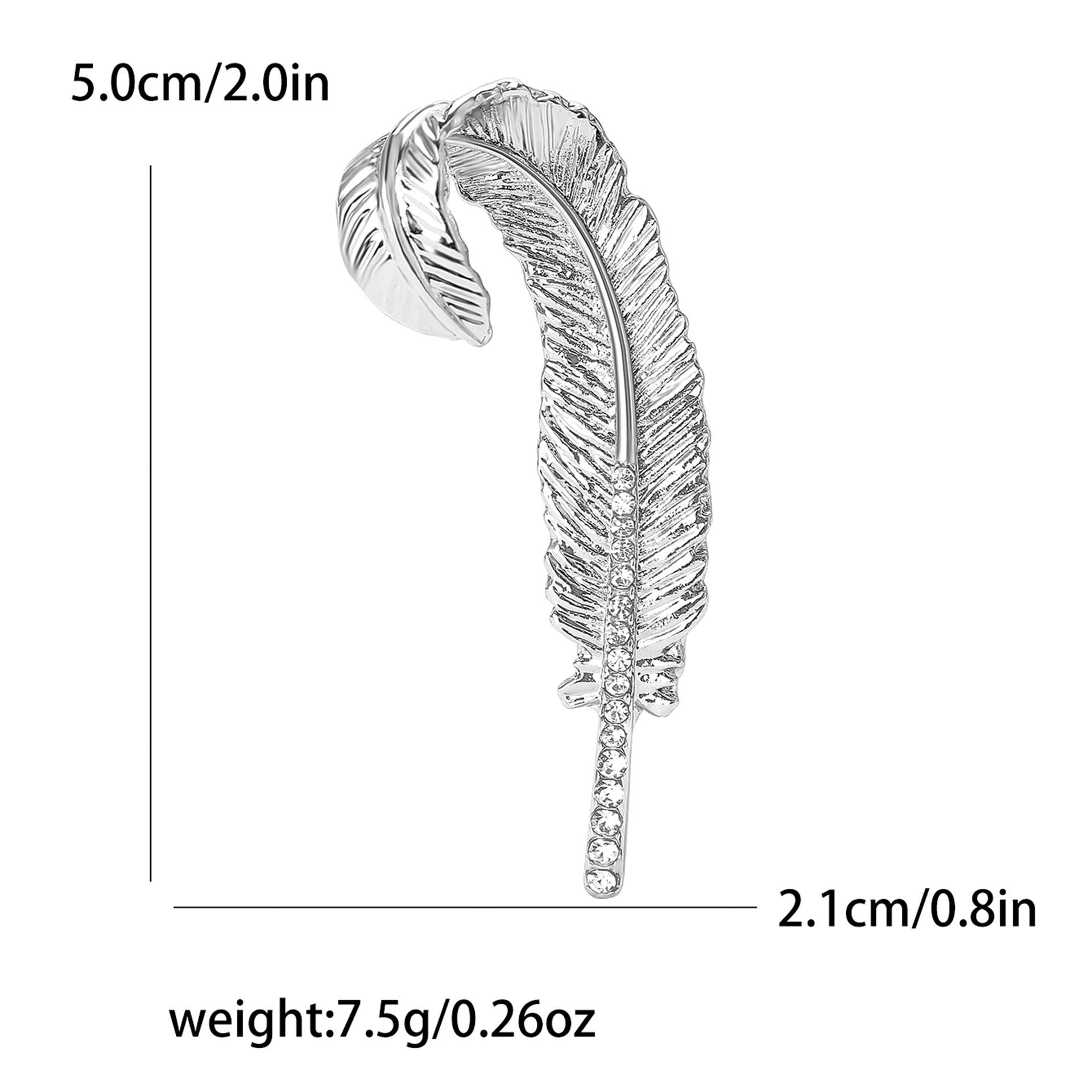 

Брошь из сплава со стразами в виде пера, изысканная, для женского костюма, пальто, ювелирное украшение, булавка