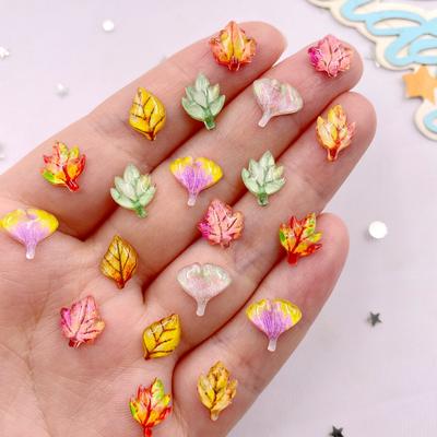 50pcs Mix Resin Shiny Mini Crystal Colorful Maple Leaves Art Nail Flatback Rhinestone DIY Wedding Scrapbook DIY Craft Supplies