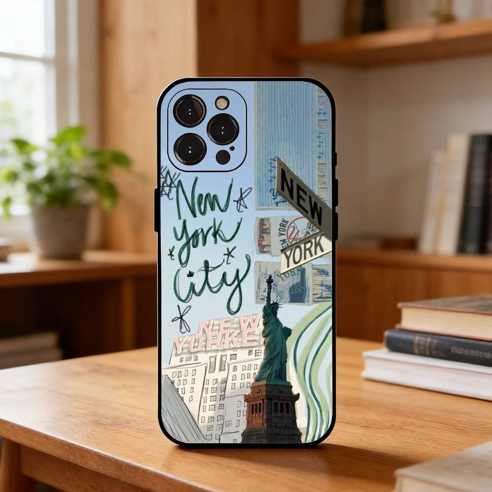 Lovely City N-New Y-York Phone Case For iPhone17 16 15 14 13 12 11 Pro Max Plus,5G Soft Black Case