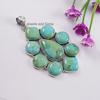 Genuine Turquoise Pendant, Arizona Turquoise Cluster Pendant, 925 Sterling Silver Pendant, Birthday Pendant, Multi Stone Pendant