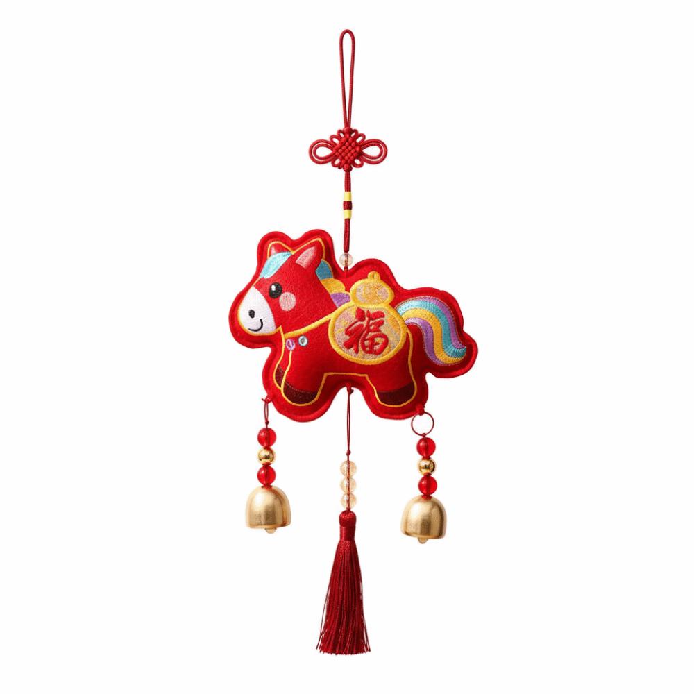 Traditional Spring Festival Ornaments Red Atmosphere Lucky Pendant Beads Lion Dance Pendant  Wall