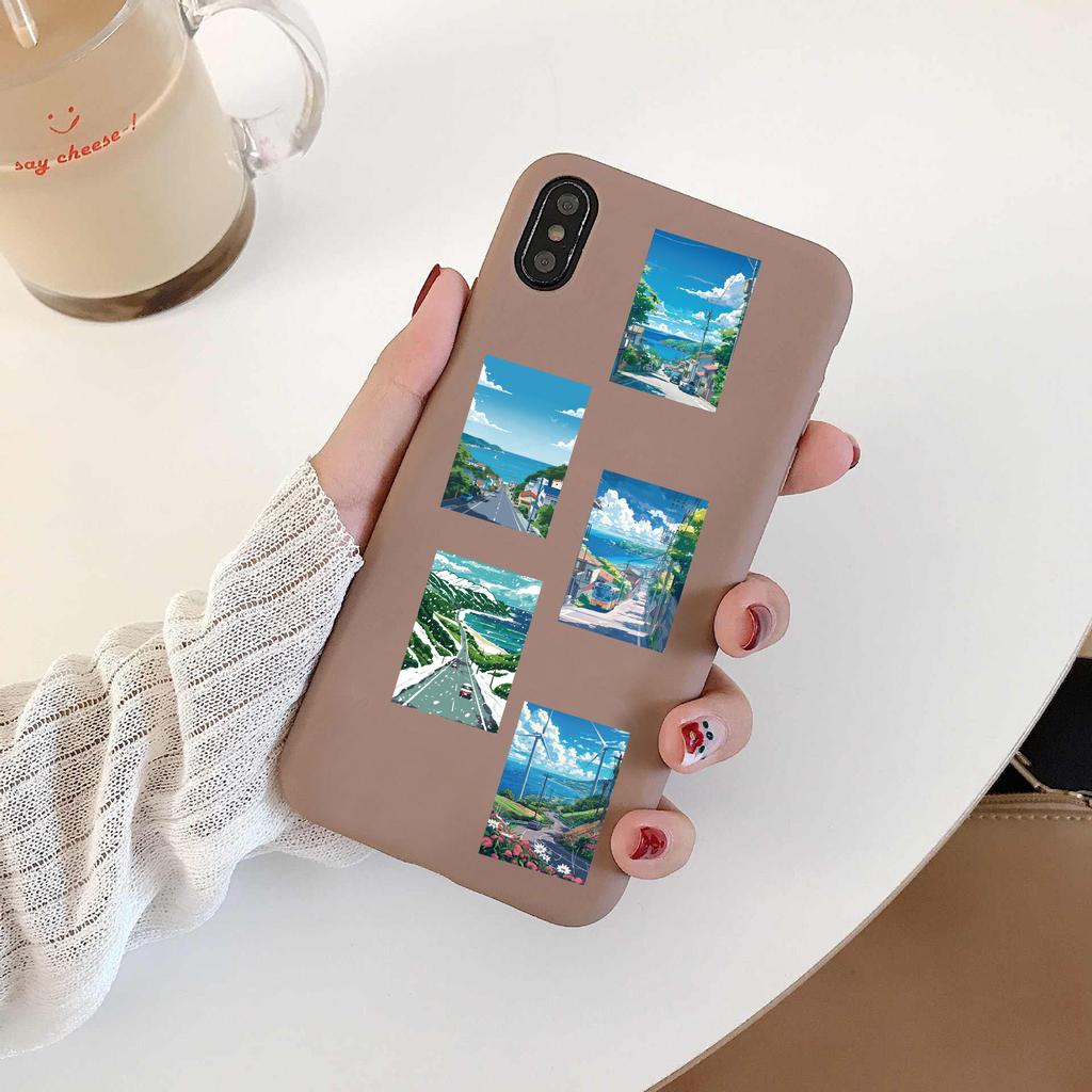 50PCS The road leading to the sea Sticker Original Fun Square Notebook Laptop Luggage Cafe Cartoon Waterproof Phone Stickers