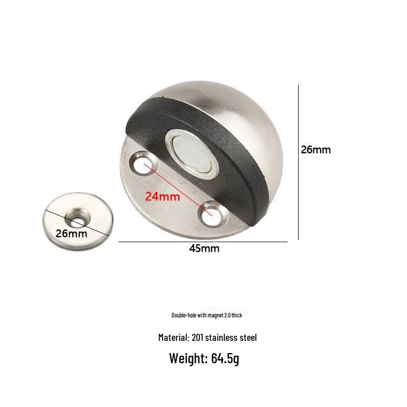Strong Magnetic Stainless Steel Door Stopper with Anti-Collision & Anti-Wind Features, No-Drill Floor Mount, Thickened Rubber Turtle Top Bumper