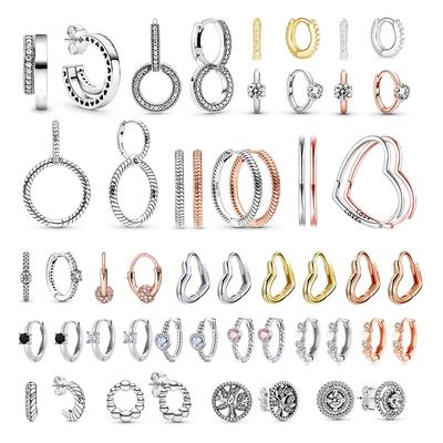 925 Sterling Silver Hoop Earrings For Women Heart Ear Hoops Real Silver 925 Jewelry Original Brand Jewelry