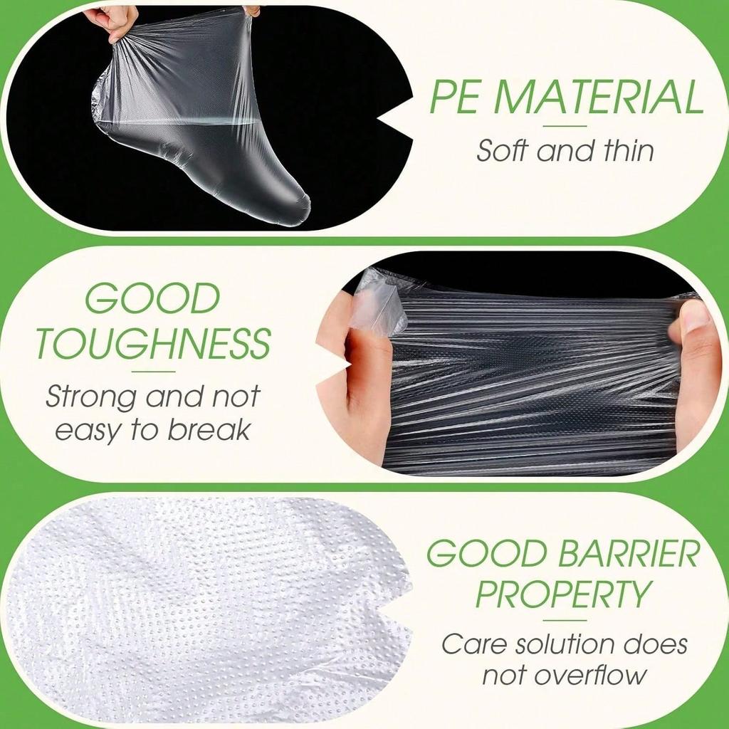 100pcs Disposable Plastic Foot Covers For Feet – Leak-Proof Paraffin Wax Bath Liners, Moisturizing Socks For Pedicure, Spa
