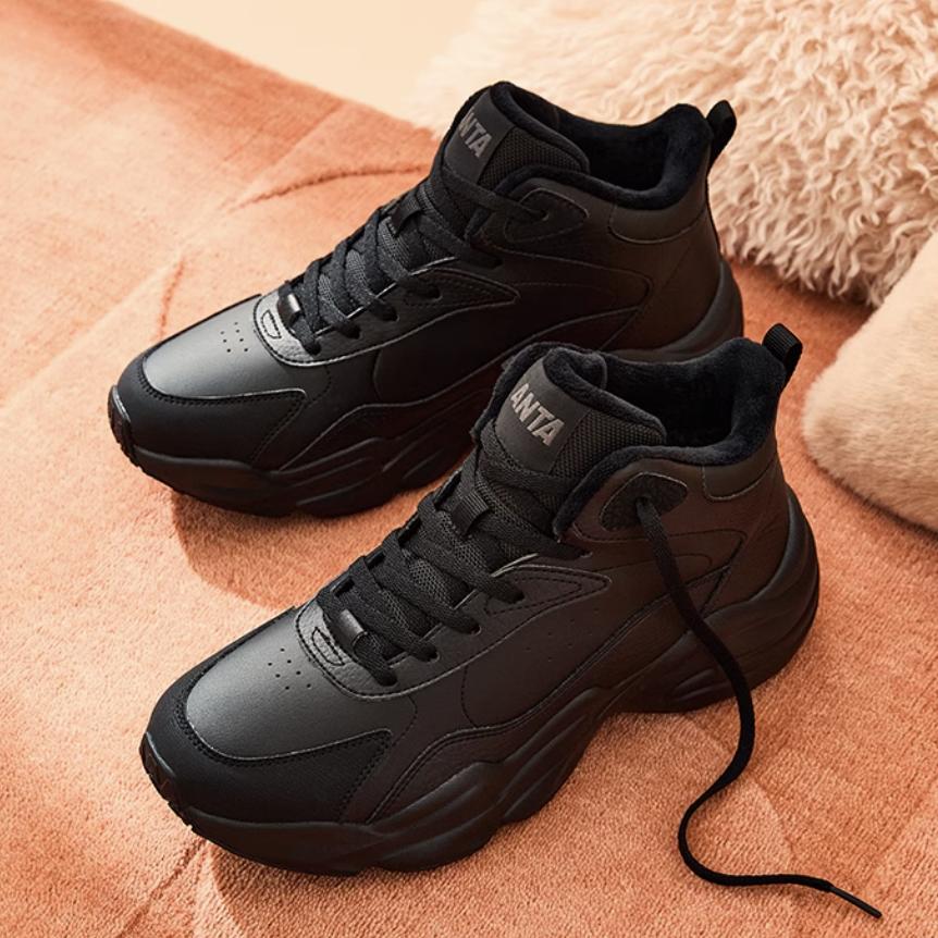 New Anta Planet Slip Resistant Warm High Top Casual Shoes Women's Gray Black 122448956-5