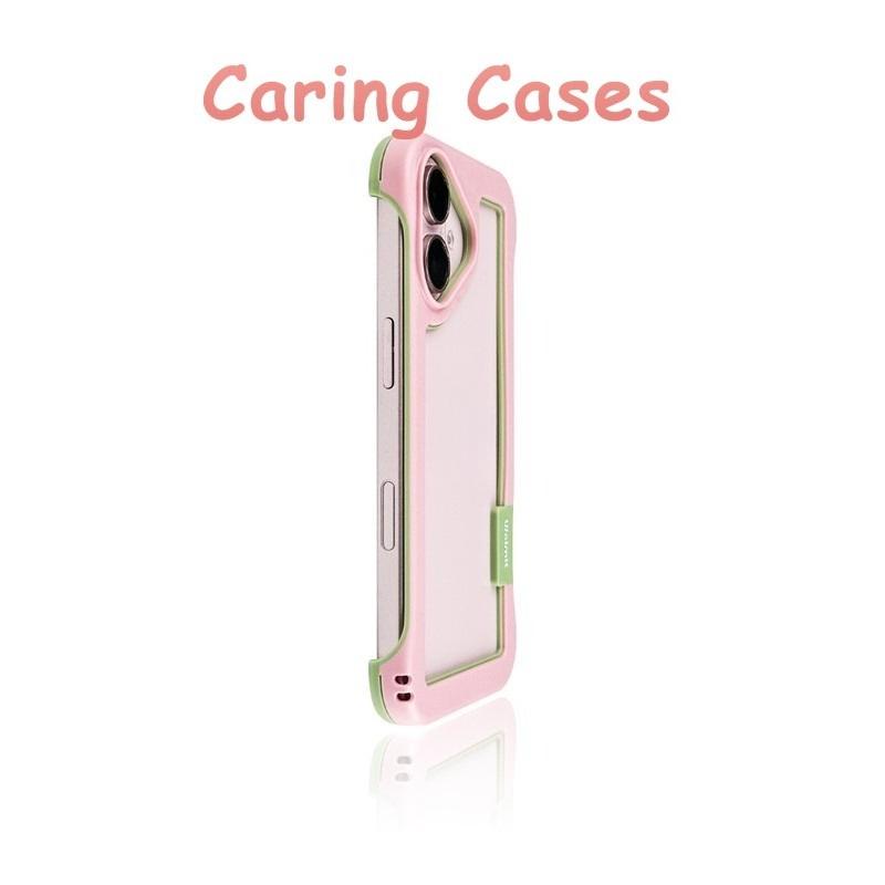 

For iPhone 17 Pro Max Case White Borderless Open-Frame Bumper Slim Minimalist Compatible with iPhone 16 15 14 13 12 11 iPhone 15 рожевий
