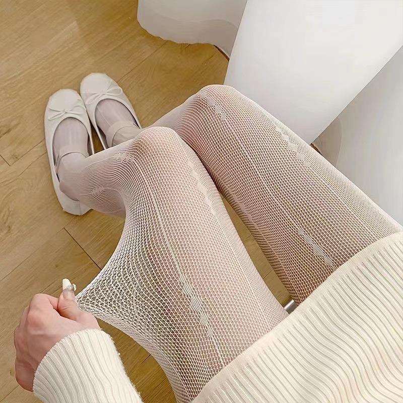 Woman Sexy Geometric Hanging Thread Jacquard Fishnet Stockings Retro Mesh Transparent Line Hollow Out Tights Pantyhose Lingerie