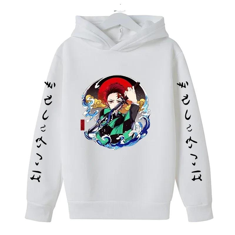 New Spring Autumn Demon Slayer Hooded Children's Hoodie Kids Clothing Hoodie Boys Long Sleeve Anime Yaiba Pullover Sweatshirt
