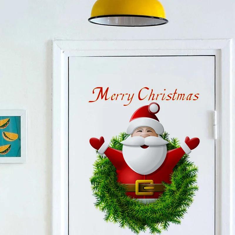 Santa Claus Merry Christmas Wall Sticker for Christmas Festival Decoration Living Room Home Window Glass Door New Year Poster